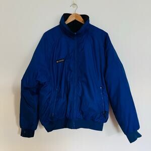 Columbia Mens 90s Reversible Insulated Bomber Blue Black Jacket Size XL